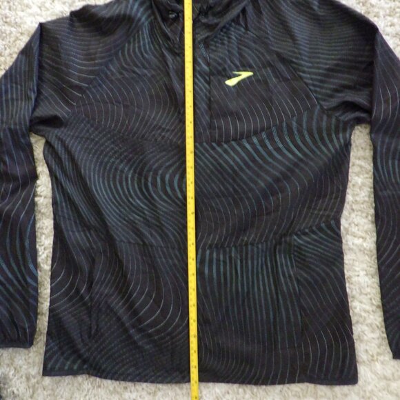 Brooks Mens Canopy Lightweight Performance Running Jacket Size Medium Black Blue - Picture 9 of 9